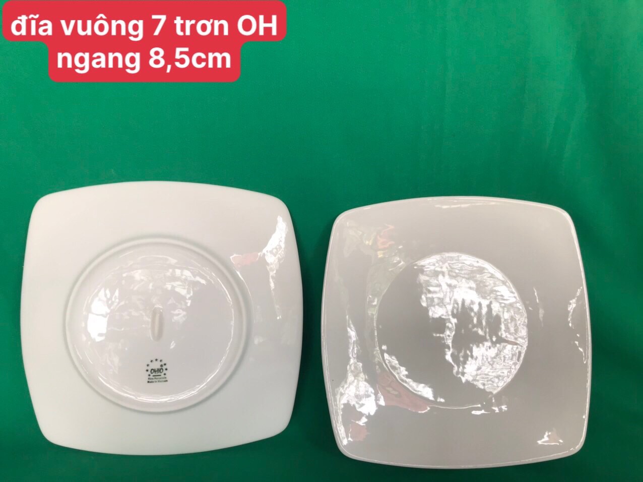 Đĩa vuông 7 trơn trắng OHIO