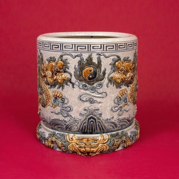 Bát hương dạn nổi rồng + chân H16