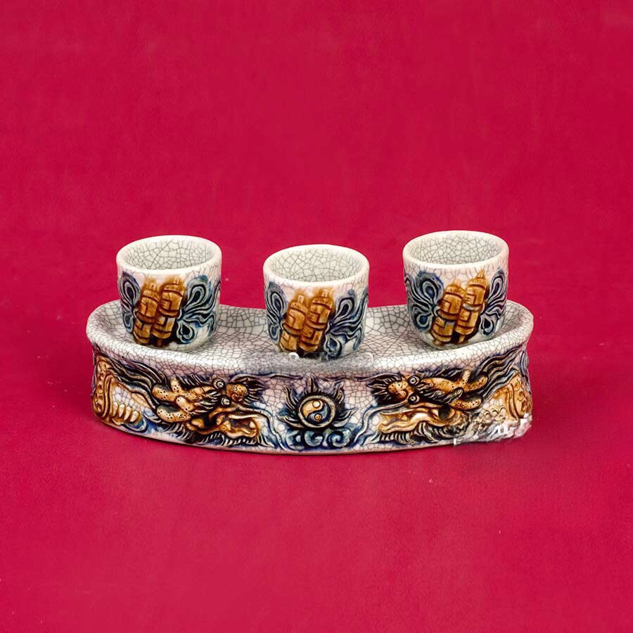 Khay 3 dạn nổi rồng