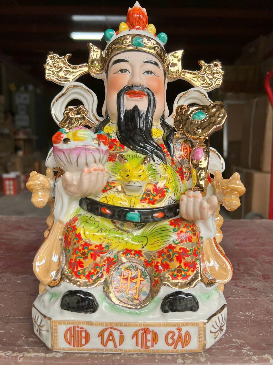 Tượng Thần Tài Quan Lộc gấm đỏ 25f